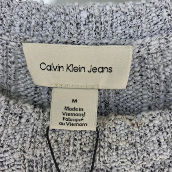 $120 Calvin Klein Women Light Gray Ribbed Sweater Sz M NWT Cozy Cotton Blend - Picture 4 of 11
